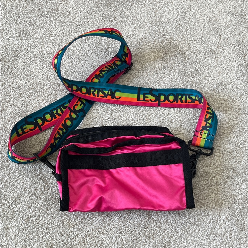 LeSportsac Fuchsia Bag with Multicolor Strap